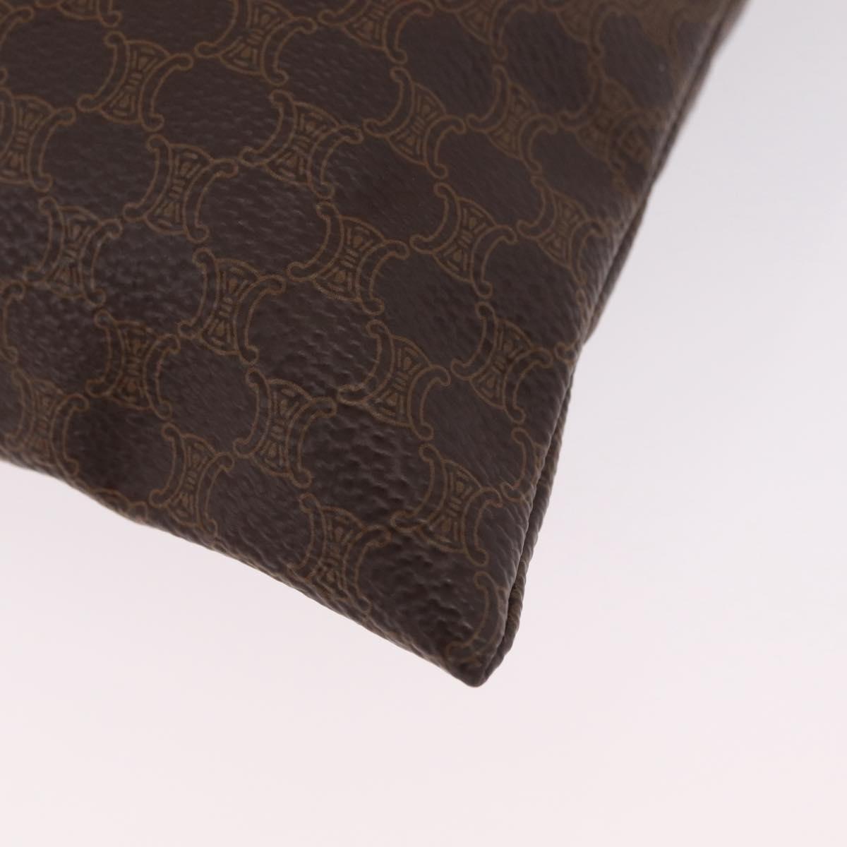 CELINE Macadam Canvas Pouch PVC Brown Gold Tone Auth mr2962