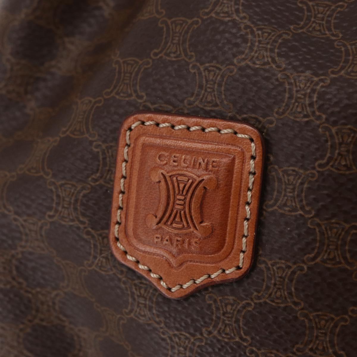 CELINE Macadam Canvas Pouch PVC Brown Gold Tone Auth mr2962