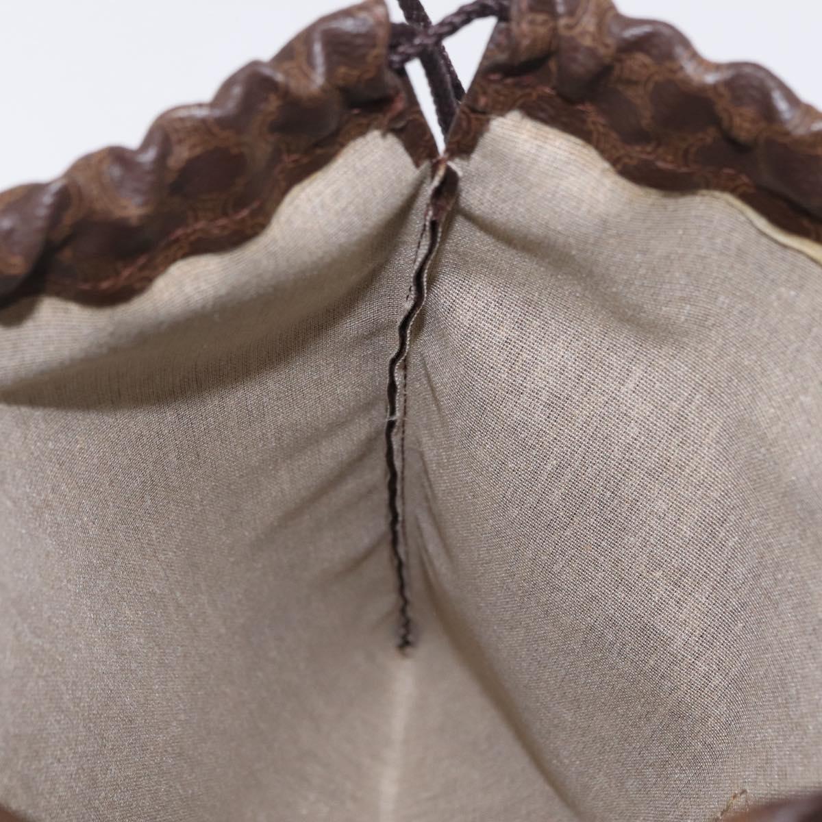 CELINE Macadam Canvas Pouch PVC Brown Gold Tone Auth mr2962