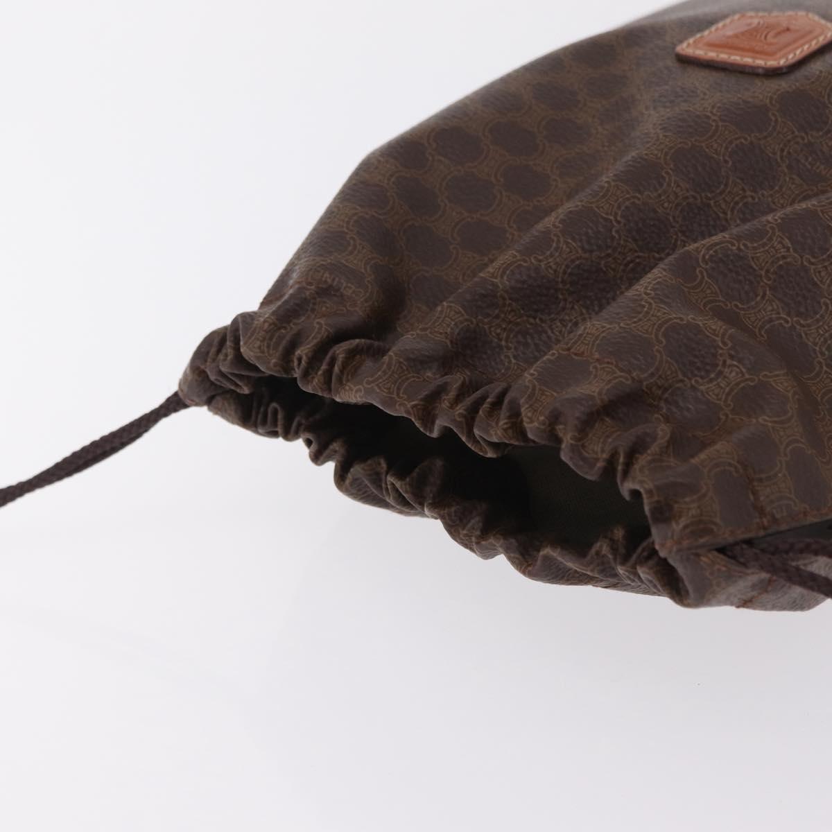 CELINE Macadam Canvas Pouch PVC Brown Gold Tone Auth mr2962