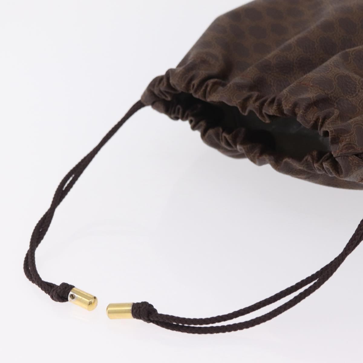 CELINE Macadam Canvas Pouch PVC Brown Gold Tone Auth mr2962