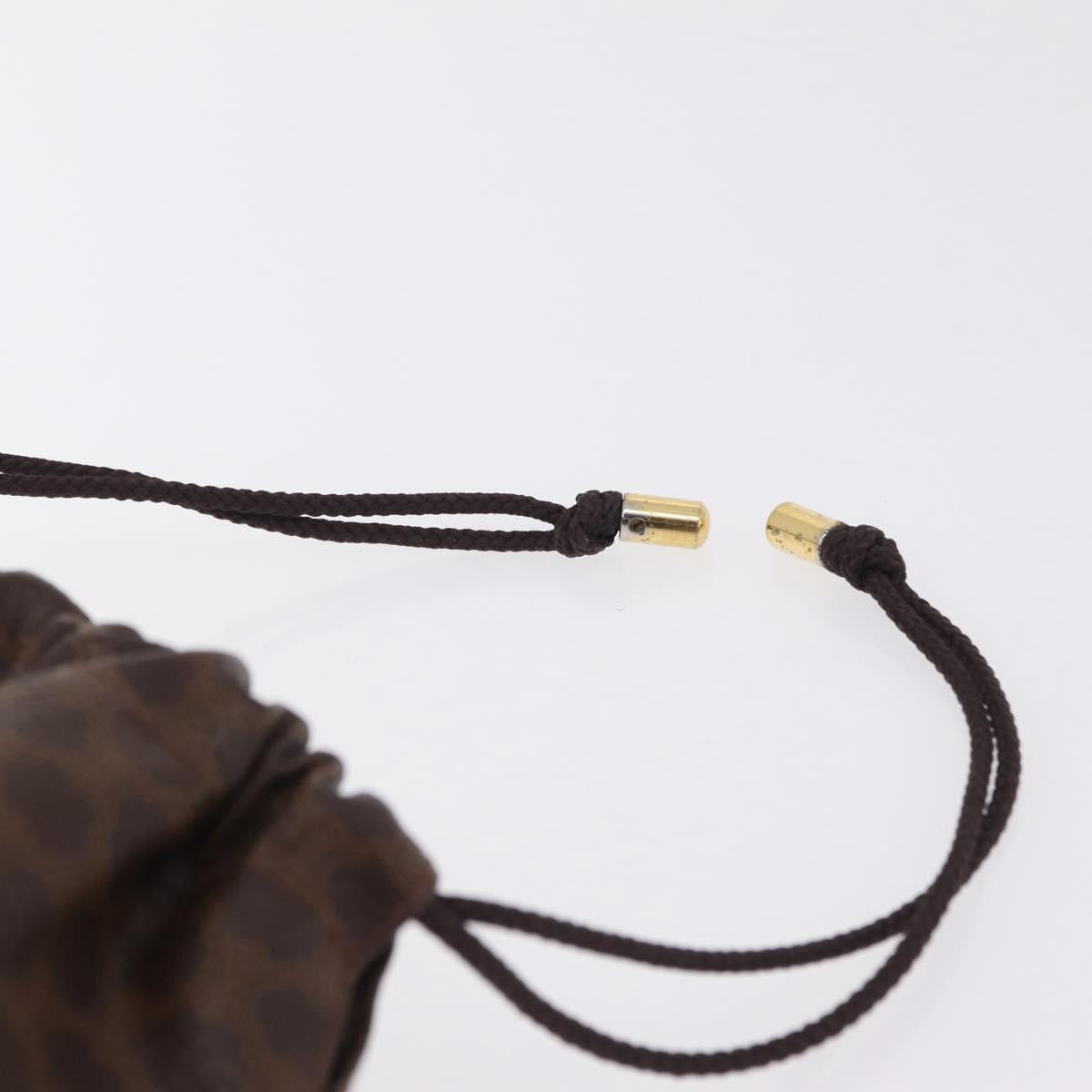 CELINE Macadam Canvas Pouch PVC Brown Gold Tone Auth mr2962