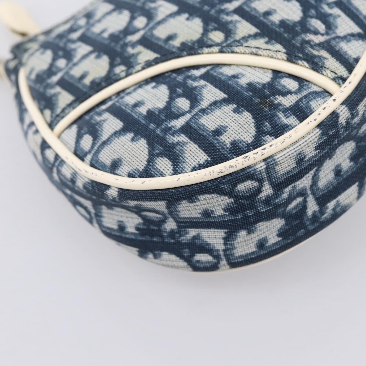 Christian Dior Trotter Saddle Pouch PVC Navy Silver Auth mr2963A