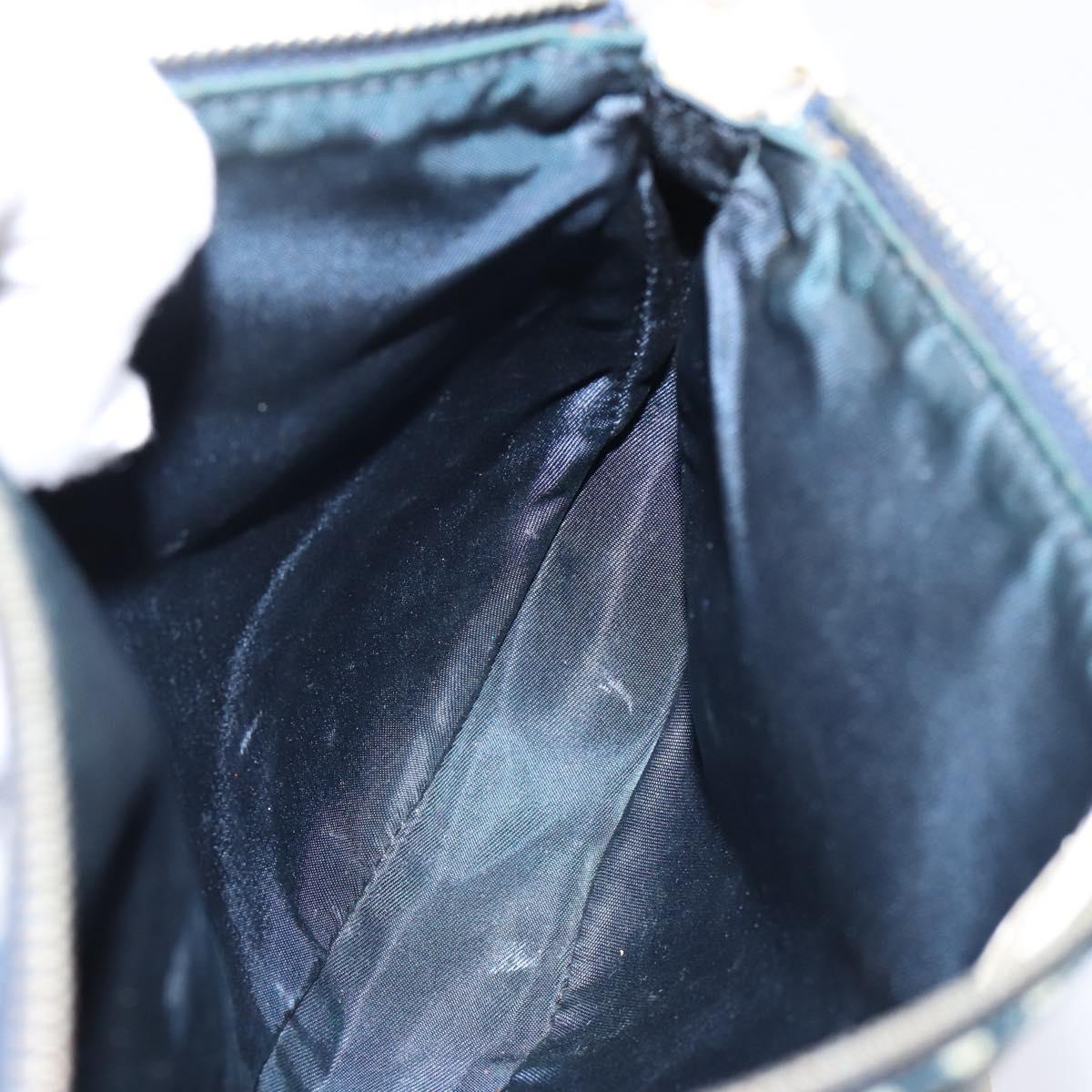 Christian Dior Trotter Saddle Pouch PVC Navy Silver Auth mr2963A