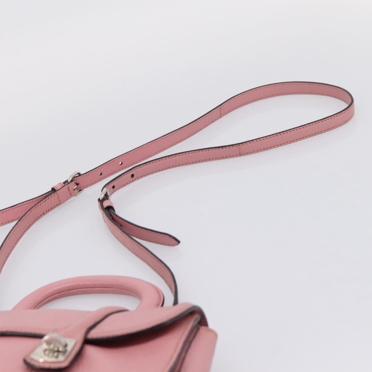 Miu Miu Hand Bag Leather 2way Pink Silver Auth mr2964A