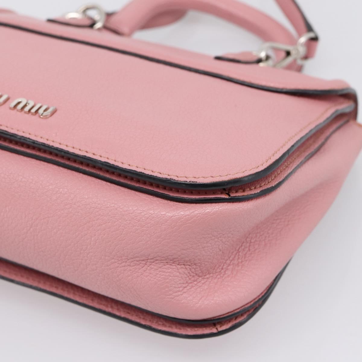 Miu Miu Hand Bag Leather 2way Pink Silver Auth mr2964A