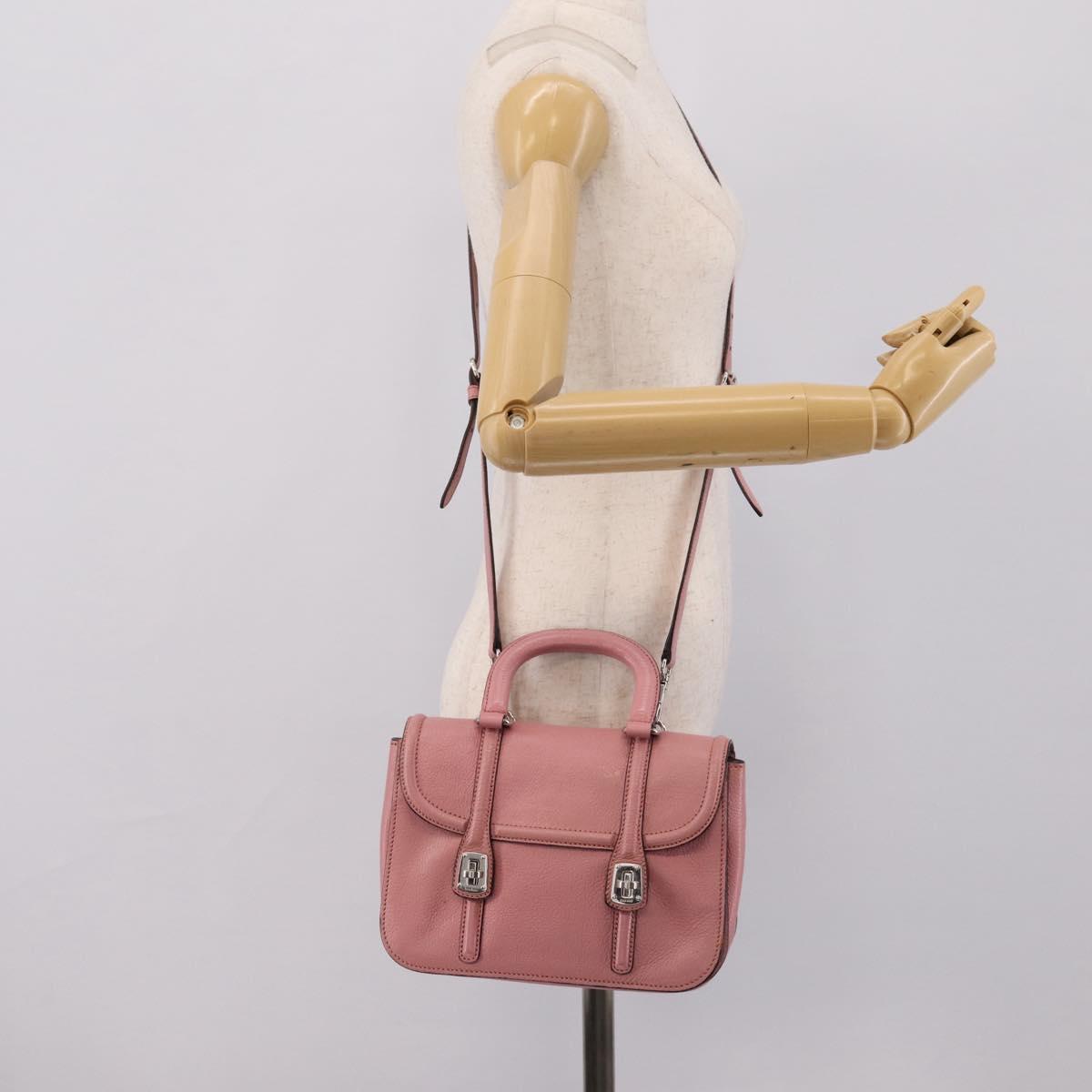 Miu Miu Hand Bag Leather 2way Pink Silver Auth mr2964A