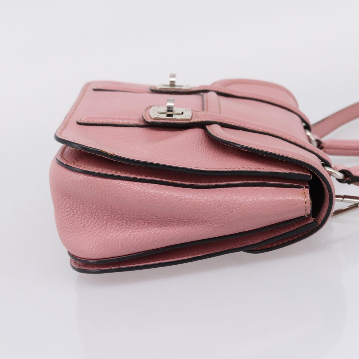 Miu Miu Hand Bag Leather 2way Pink Silver Auth mr2964A