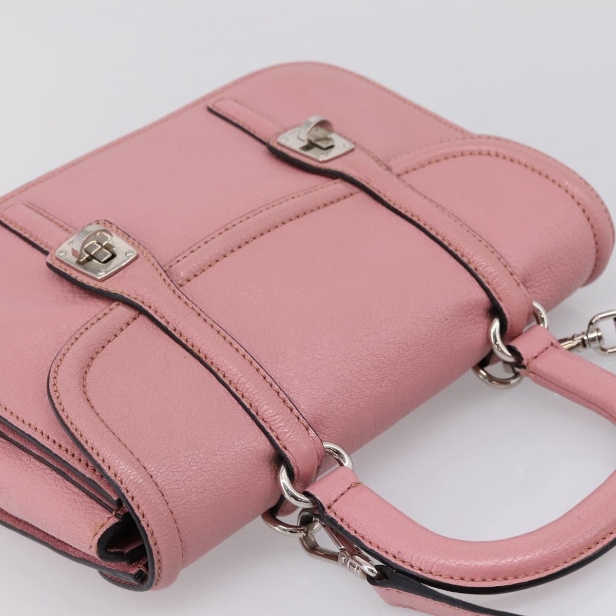 Miu Miu Hand Bag Leather 2way Pink Silver Auth mr2964A