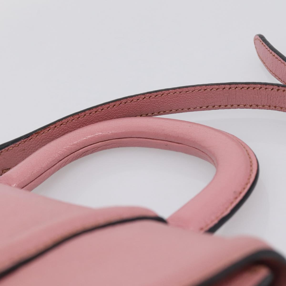 Miu Miu Hand Bag Leather 2way Pink Silver Auth mr2964A