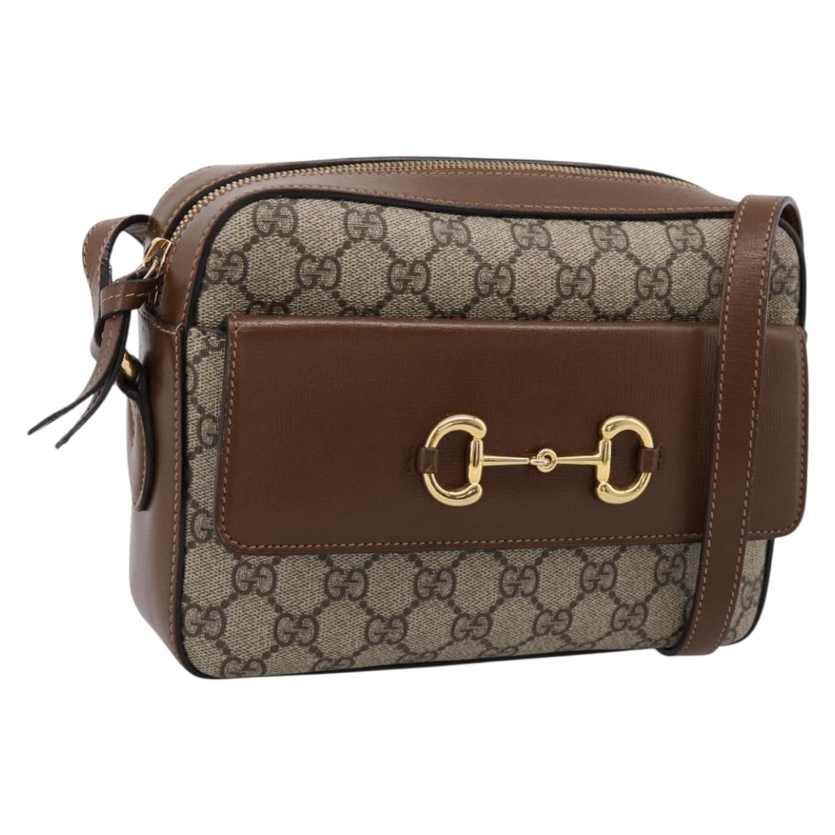 GUCCI GG Supreme Shoulder Bag PVC Beige Gold Tone 645454 Auth mr2966V