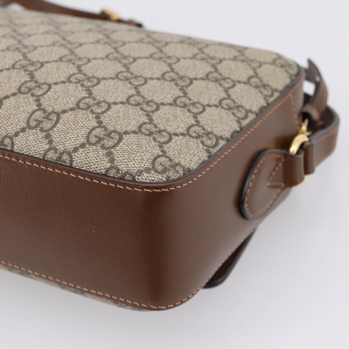 GUCCI GG Supreme Shoulder Bag PVC Beige Gold Tone 645454 Auth mr2966V