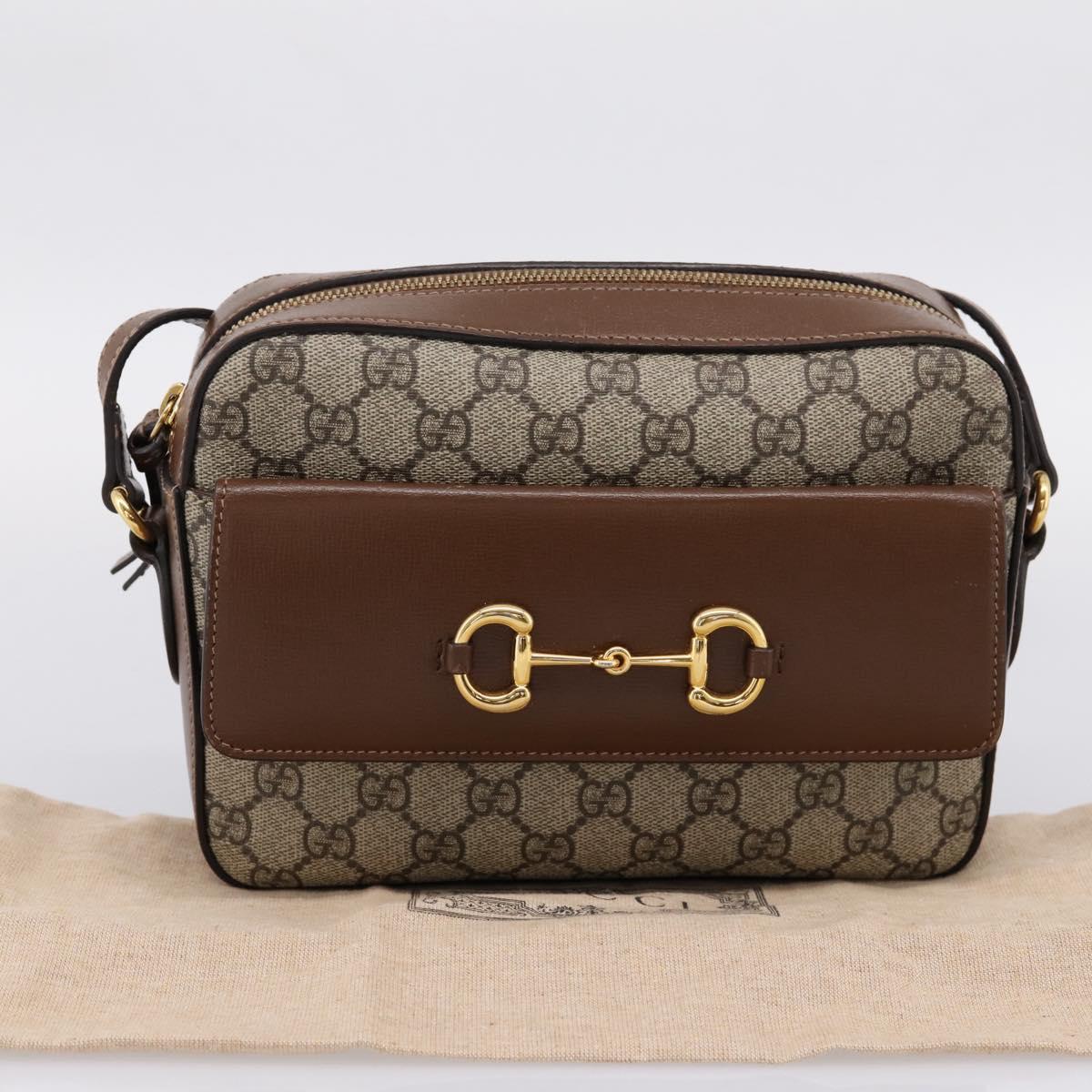 GUCCI GG Supreme Shoulder Bag PVC Beige Gold Tone 645454 Auth mr2966V