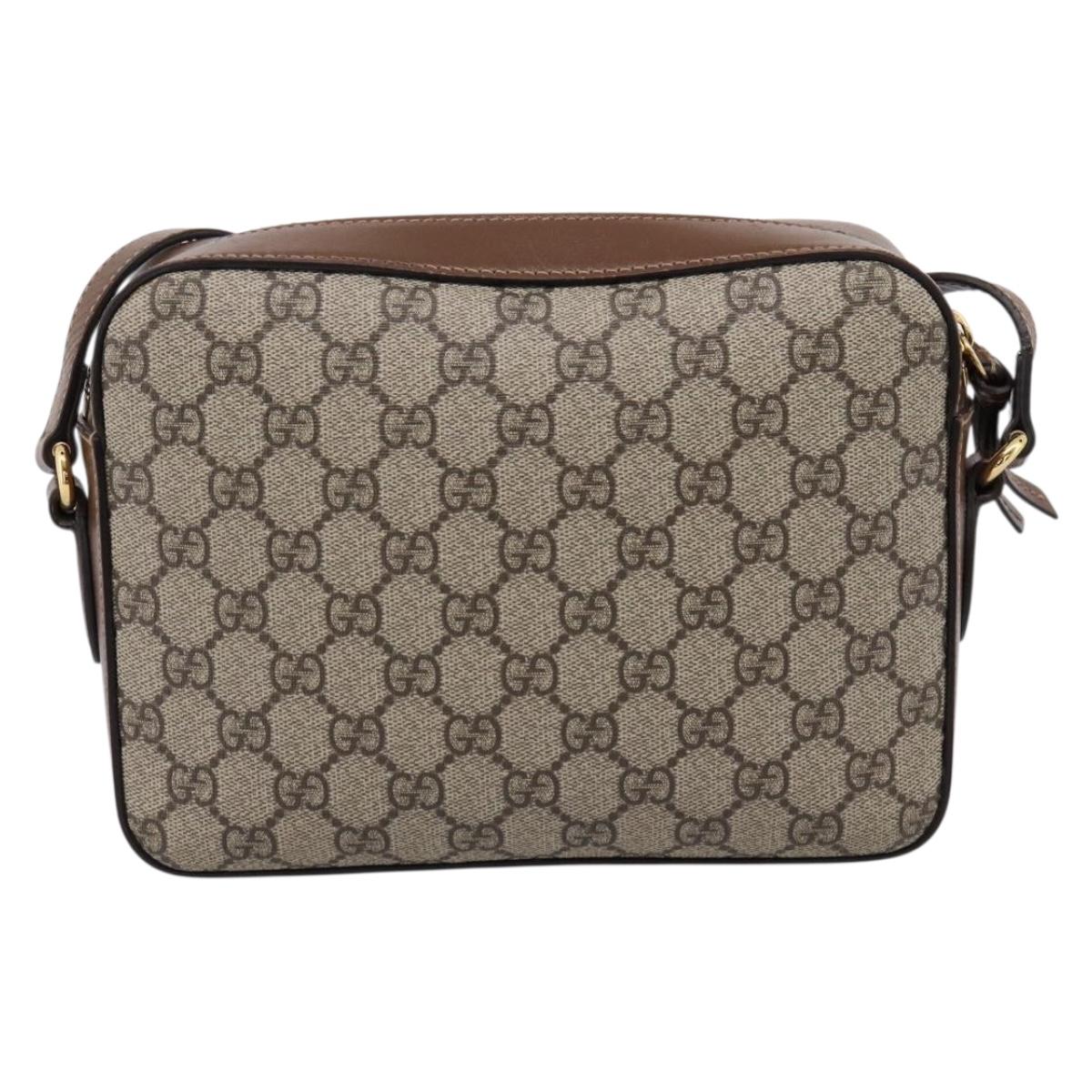 GUCCI GG Supreme Shoulder Bag PVC Beige Gold Tone 645454 Auth mr2966V