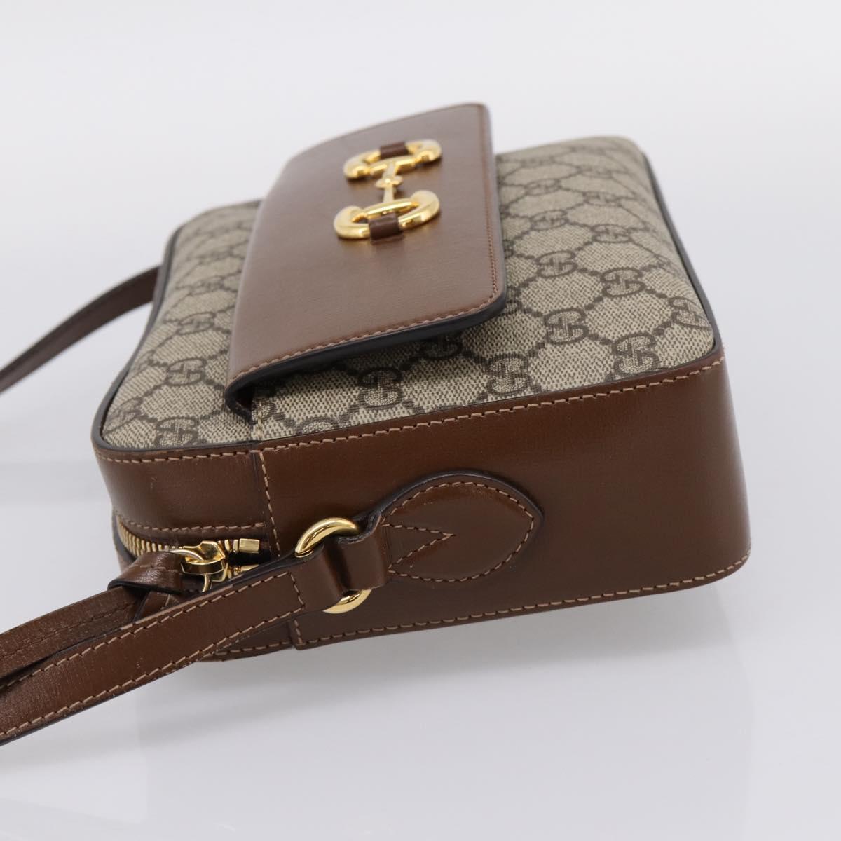GUCCI GG Supreme Shoulder Bag PVC Beige Gold Tone 645454 Auth mr2966V