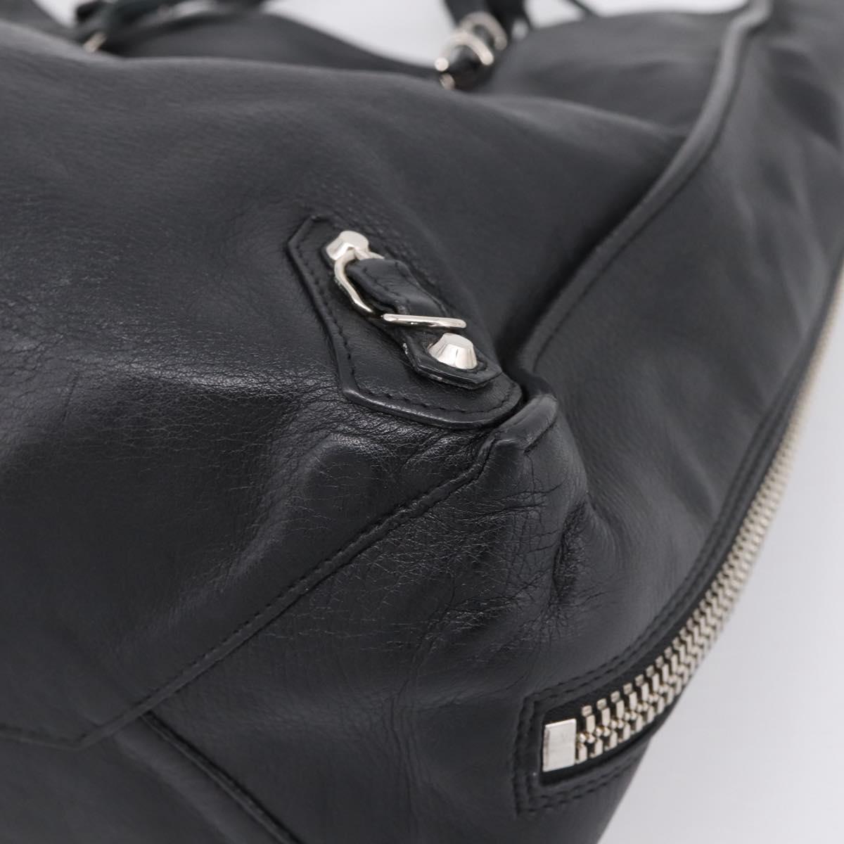 Balenciaga Mini Paper A4 Hand Bag Leather Black Silver 357330 Auth mr2968A