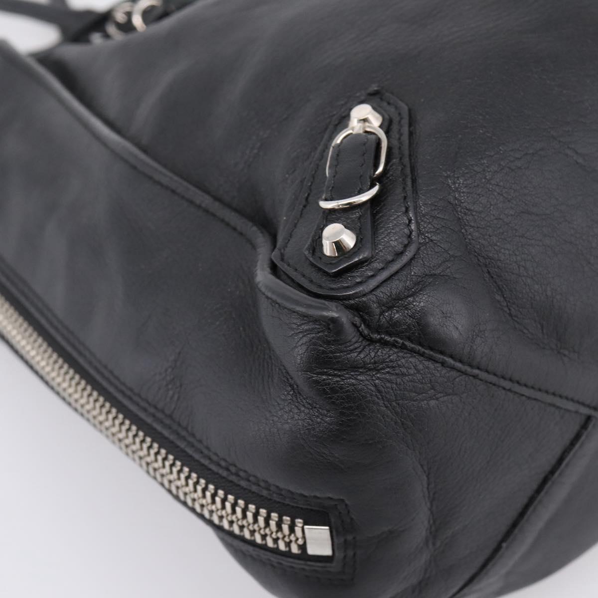 Balenciaga Mini Paper A4 Hand Bag Leather Black Silver 357330 Auth mr2968A