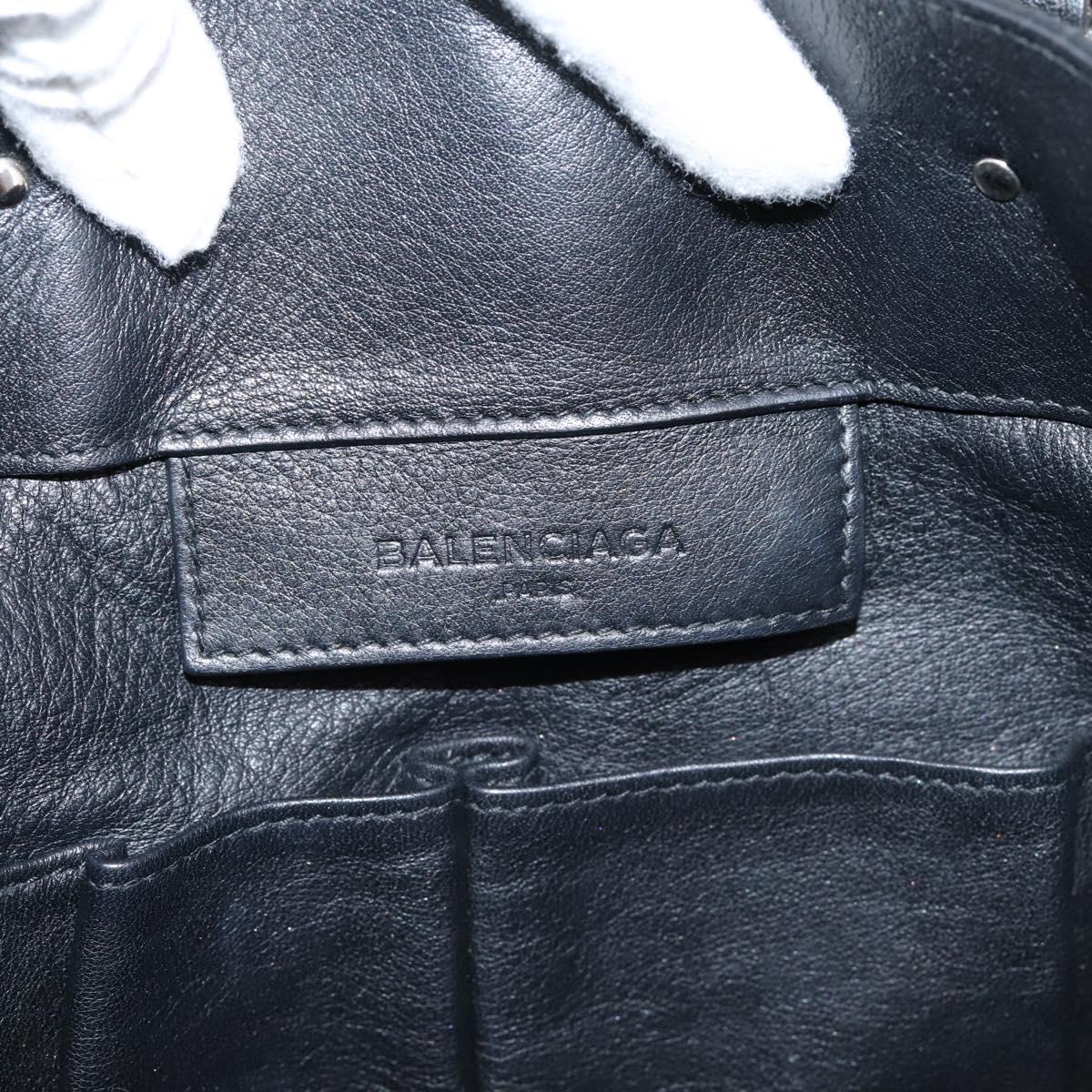Balenciaga Mini Paper A4 Hand Bag Leather Black Silver 357330 Auth mr2968A