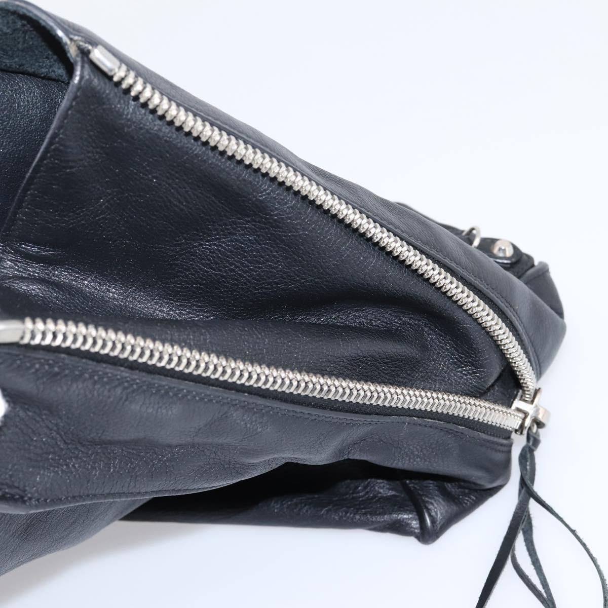 Balenciaga Mini Paper A4 Hand Bag Leather Black Silver 357330 Auth mr2968A