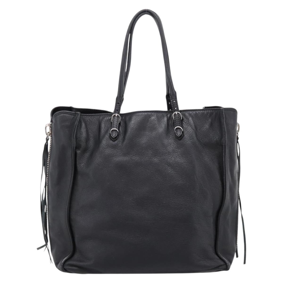 Balenciaga Mini Paper A4 Hand Bag Leather Black Silver 357330 Auth mr2968A