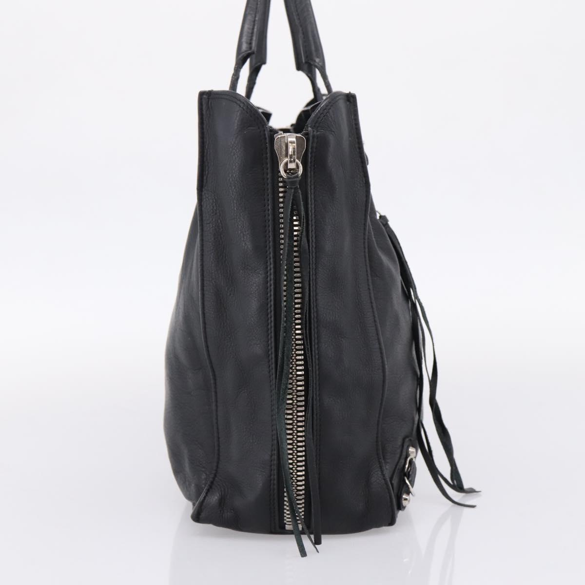 Balenciaga Mini Paper A4 Hand Bag Leather Black Silver 357330 Auth mr2968A