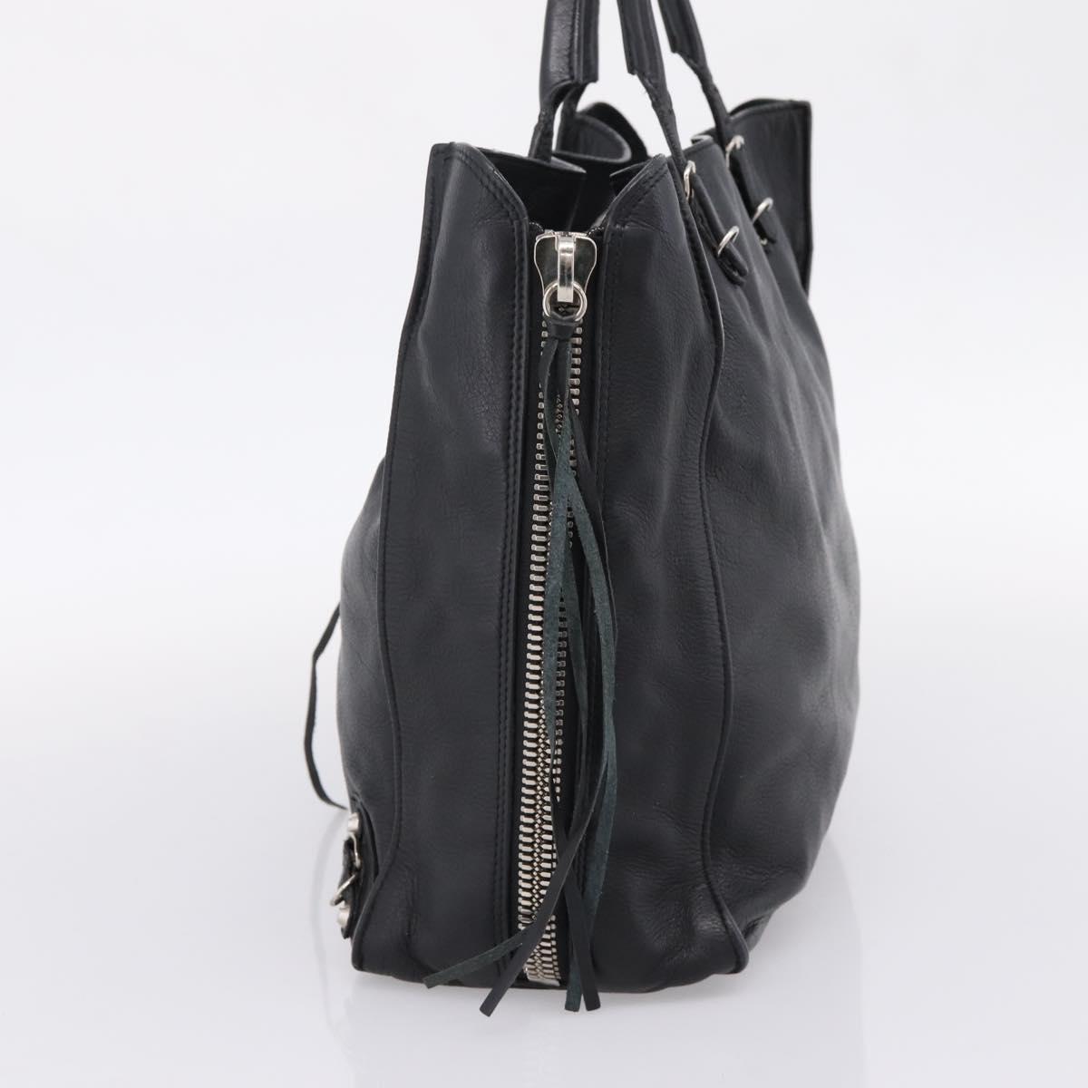 Balenciaga Mini Paper A4 Hand Bag Leather Black Silver 357330 Auth mr2968A
