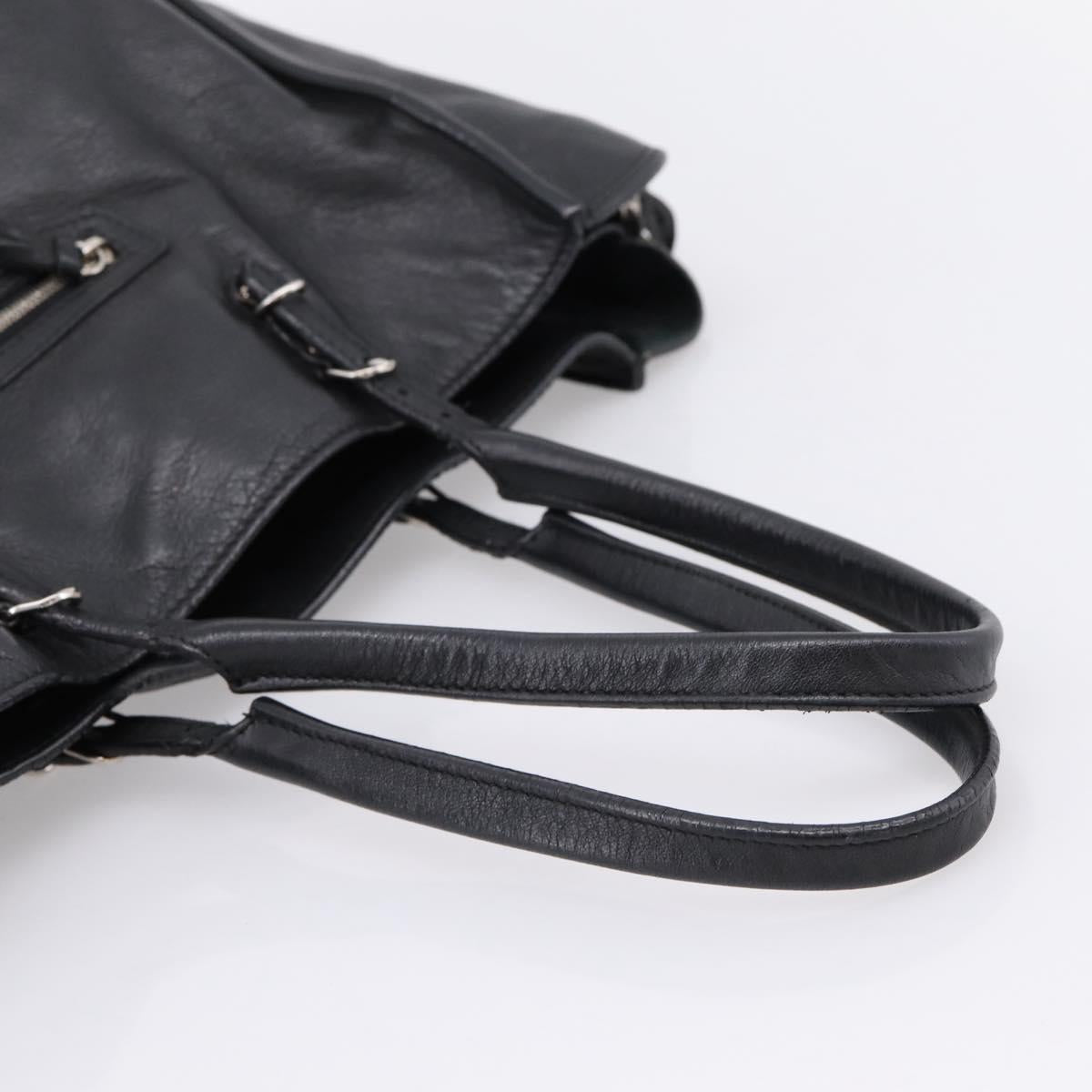 Balenciaga Mini Paper A4 Hand Bag Leather Black Silver 357330 Auth mr2968A