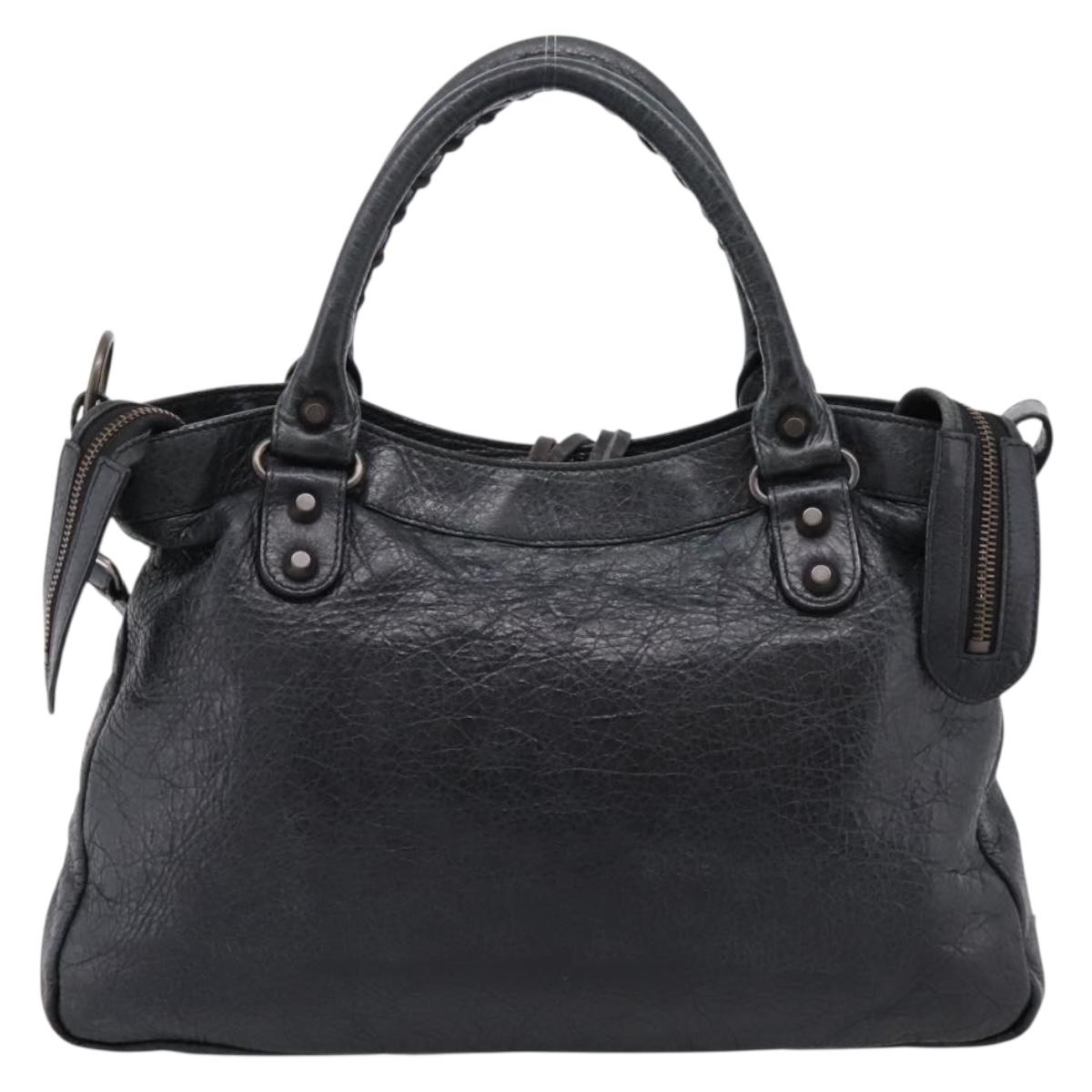 Balenciaga The Town Hand Bag Leather 2way Black 240579 Auth mr2969SAM
