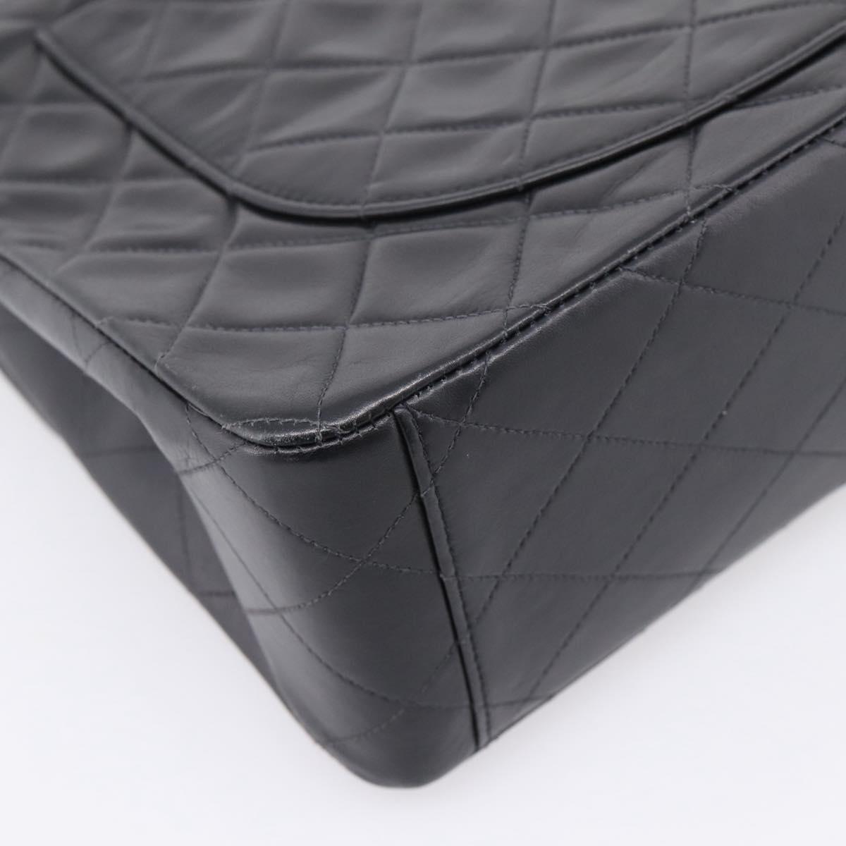 CHANEL Matelasse Big Matelasse 34 Shoulder Bag Lamb Skin Black CC Auth mr2970SAV