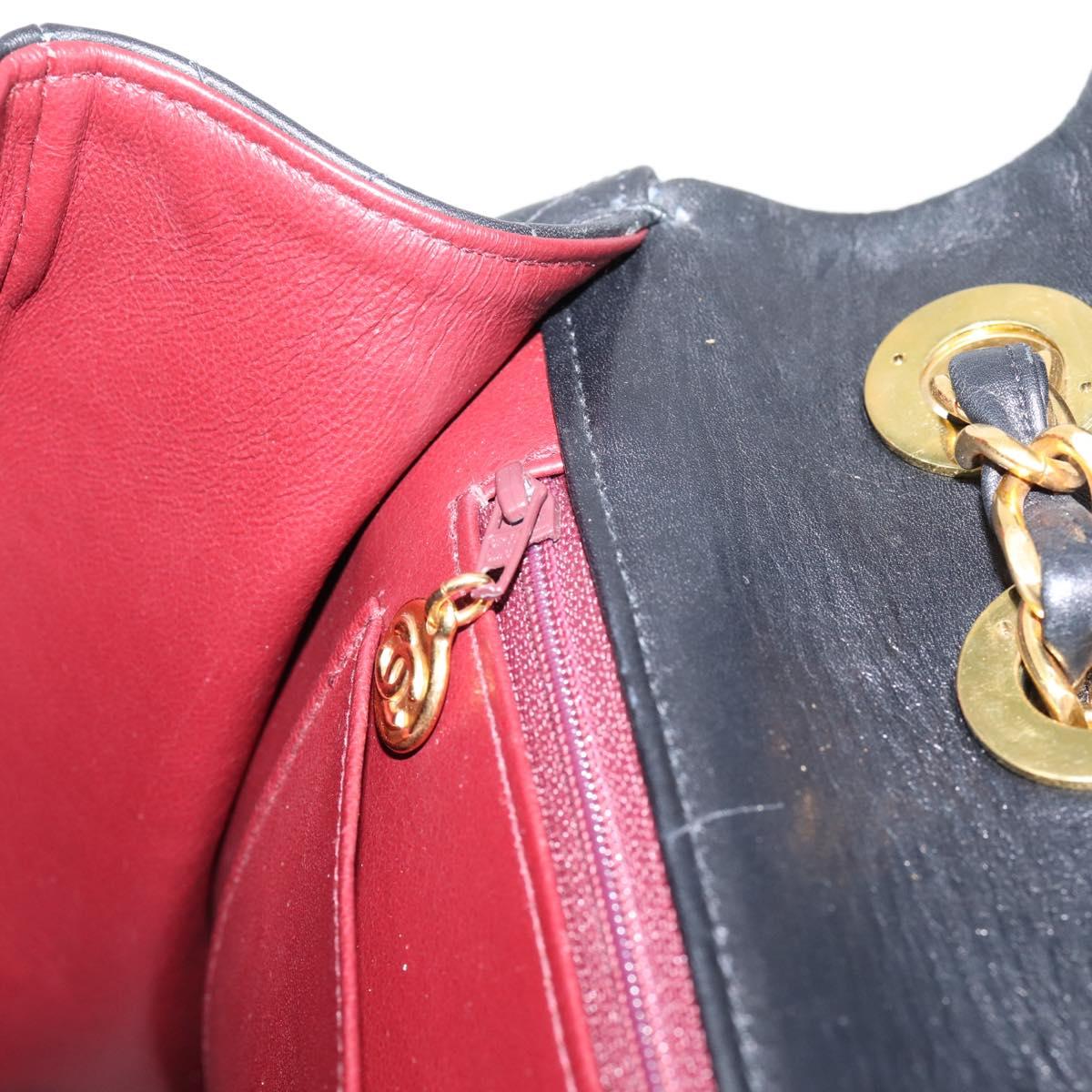 CHANEL Matelasse Big Matelasse 34 Shoulder Bag Lamb Skin Black CC Auth mr2970SAV