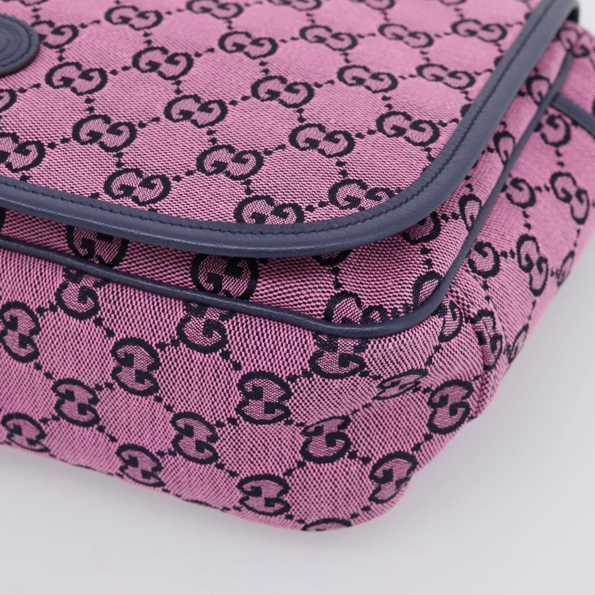 GUCCI GG Canvas Childrens Shoulder Bag Pink Silver Auth mr2971A