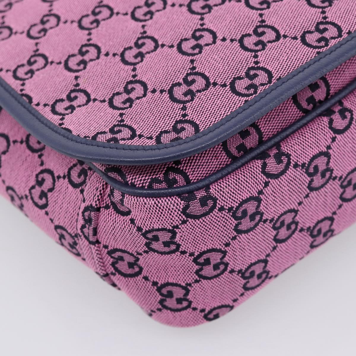 GUCCI GG Canvas Childrens Shoulder Bag Pink Silver Auth mr2971A
