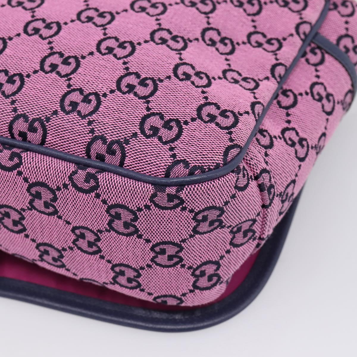 GUCCI GG Canvas Childrens Shoulder Bag Pink Silver Auth mr2971A