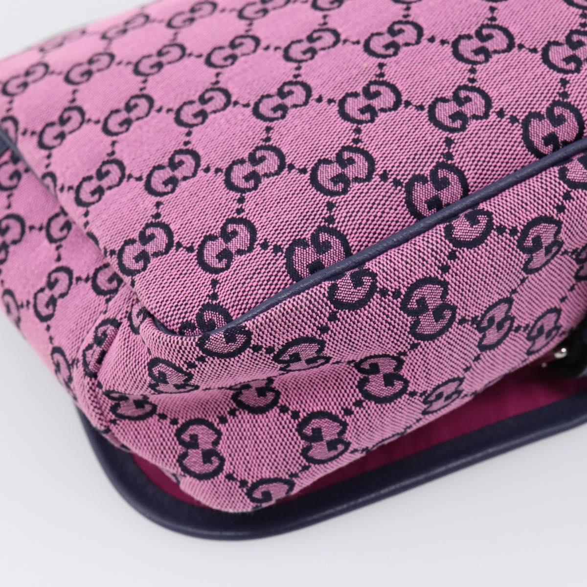 GUCCI GG Canvas Childrens Shoulder Bag Pink Silver Auth mr2971A