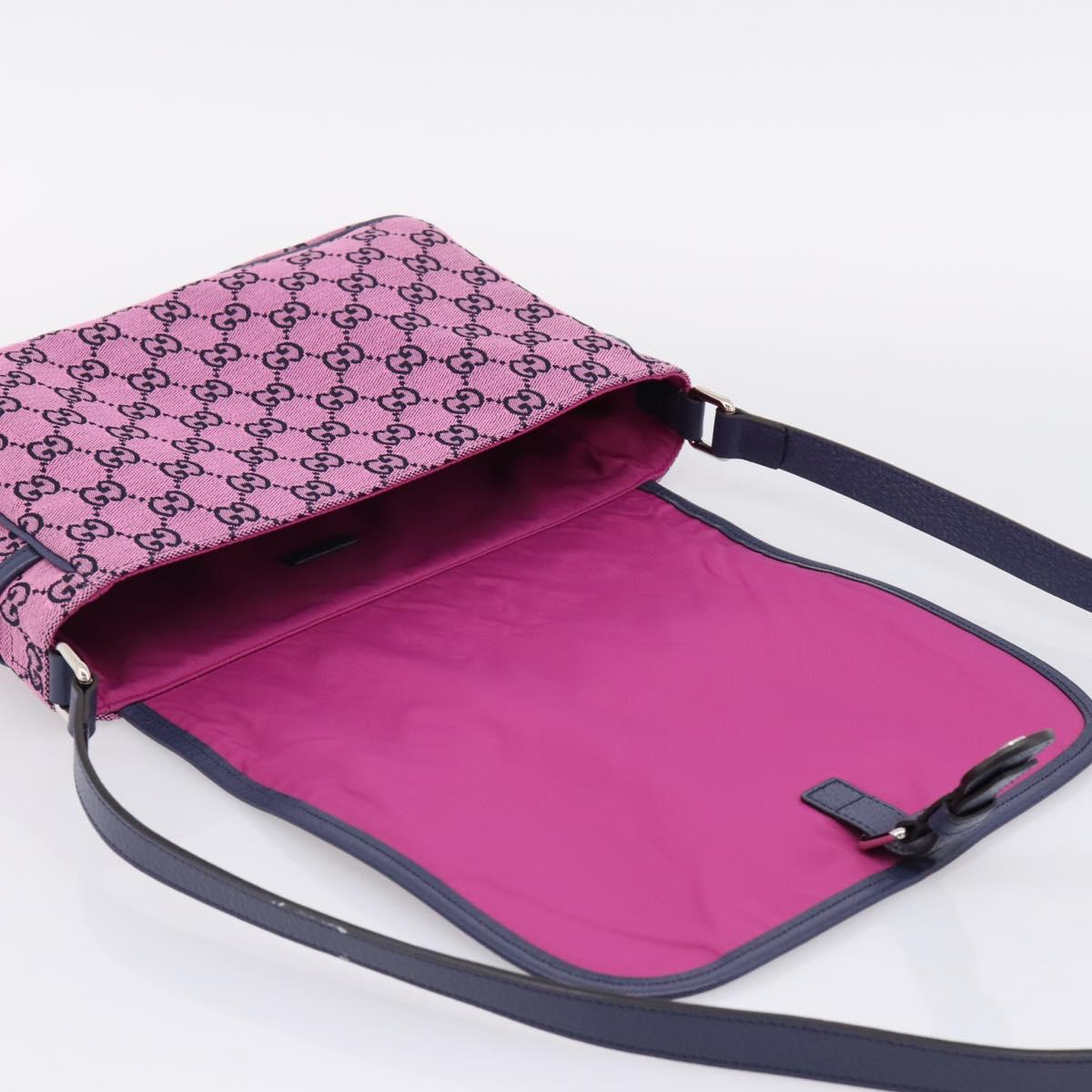 GUCCI GG Canvas Childrens Shoulder Bag Pink Silver Auth mr2971A