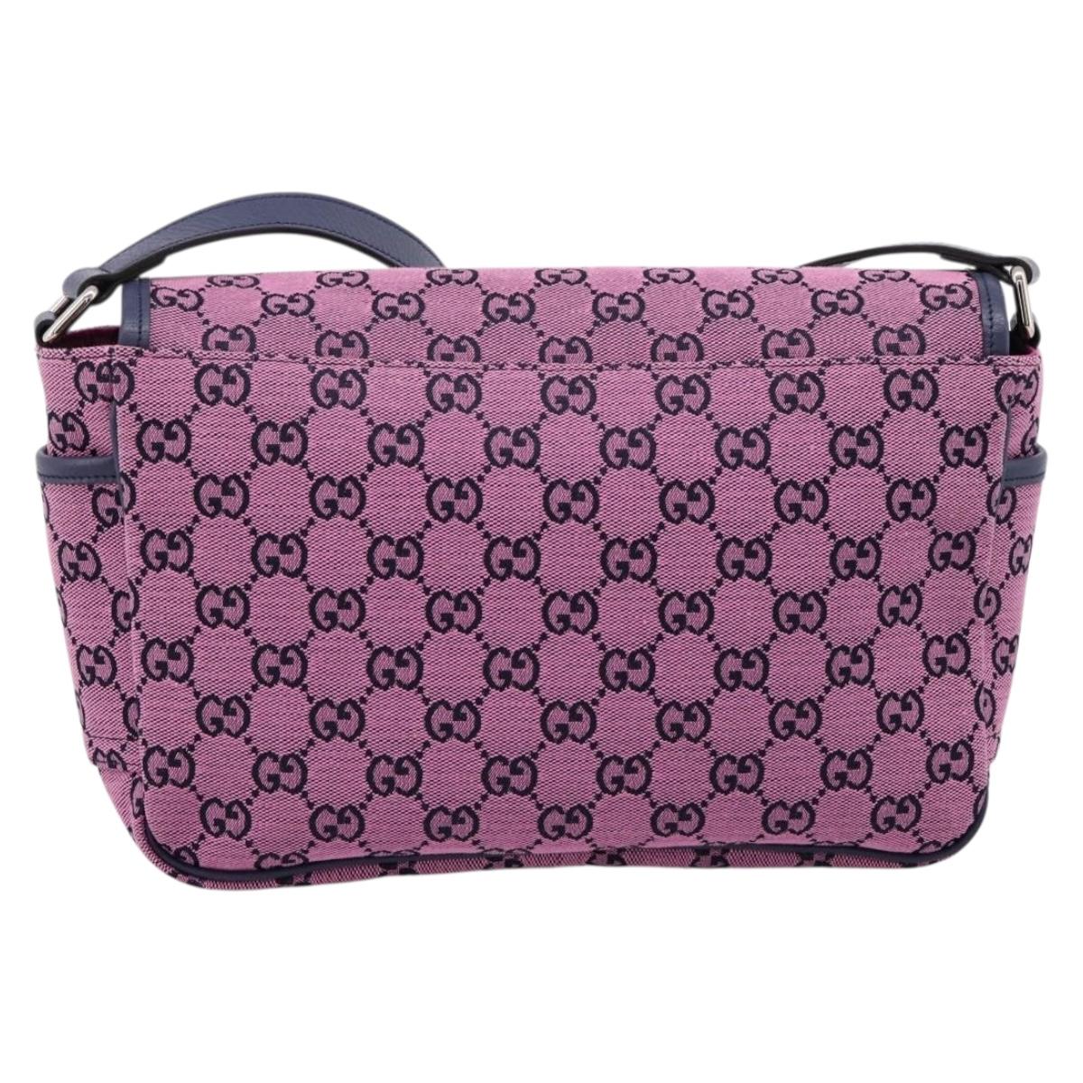 GUCCI GG Canvas Childrens Shoulder Bag Pink Silver Auth mr2971A