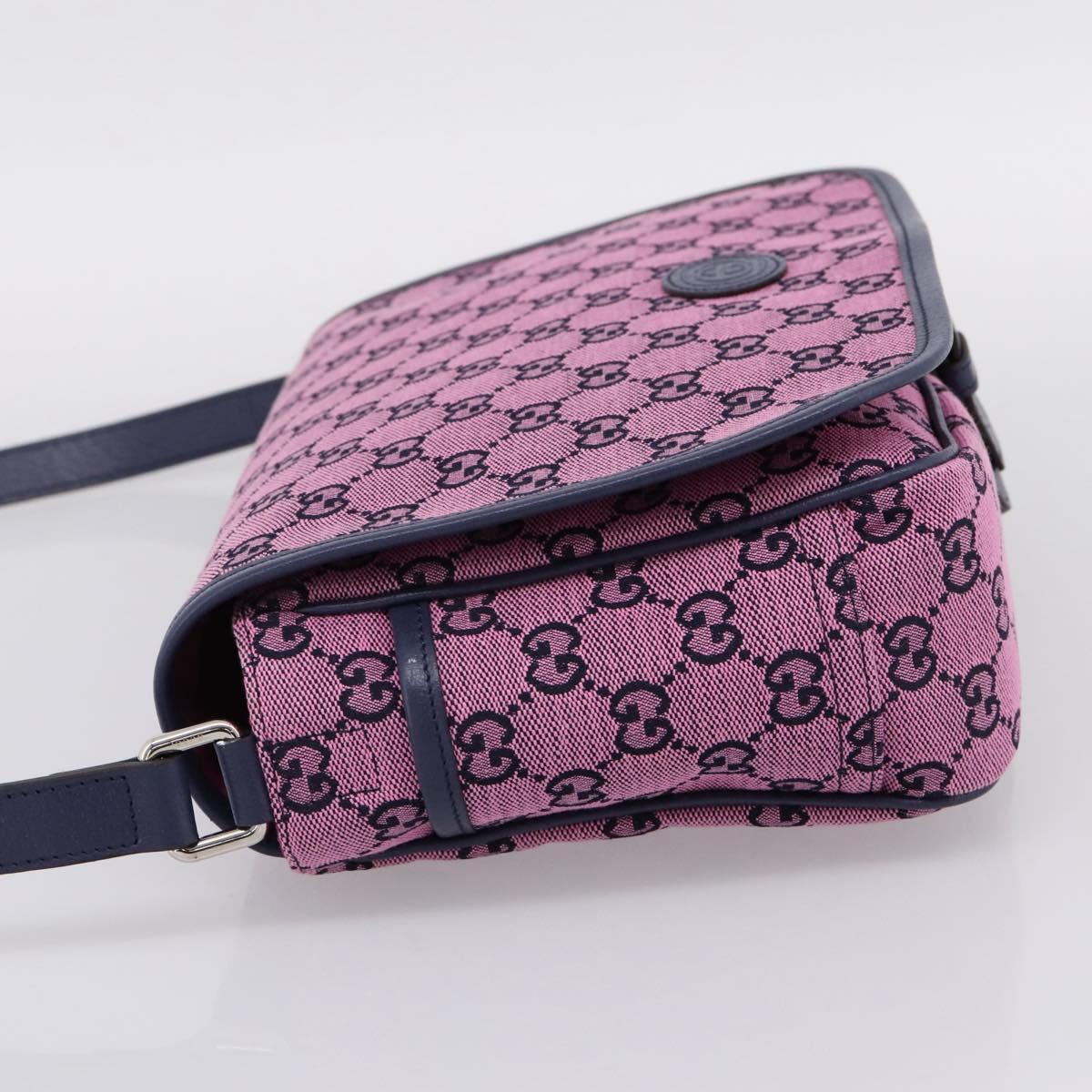 GUCCI GG Canvas Childrens Shoulder Bag Pink Silver Auth mr2971A