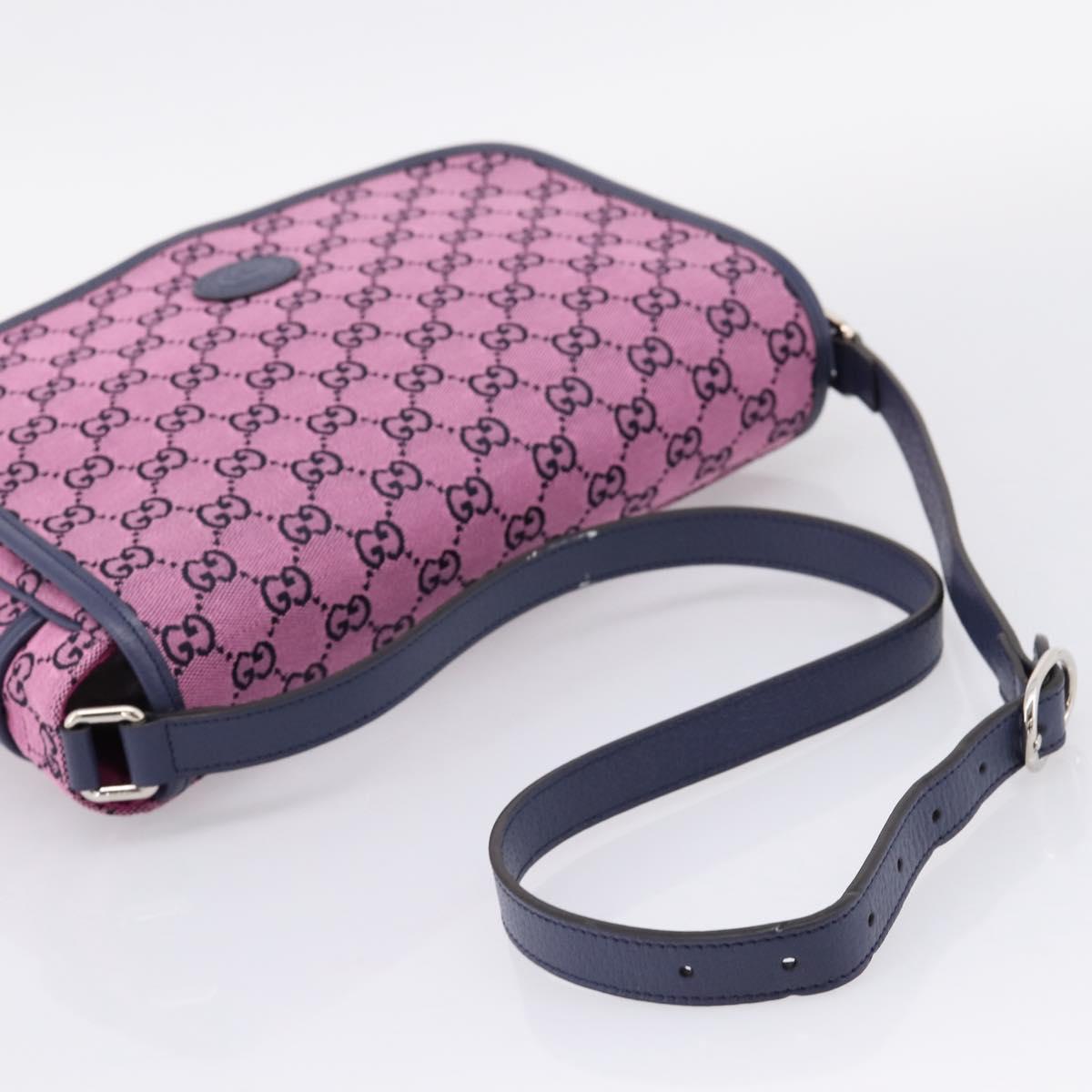 GUCCI GG Canvas Childrens Shoulder Bag Pink Silver Auth mr2971A