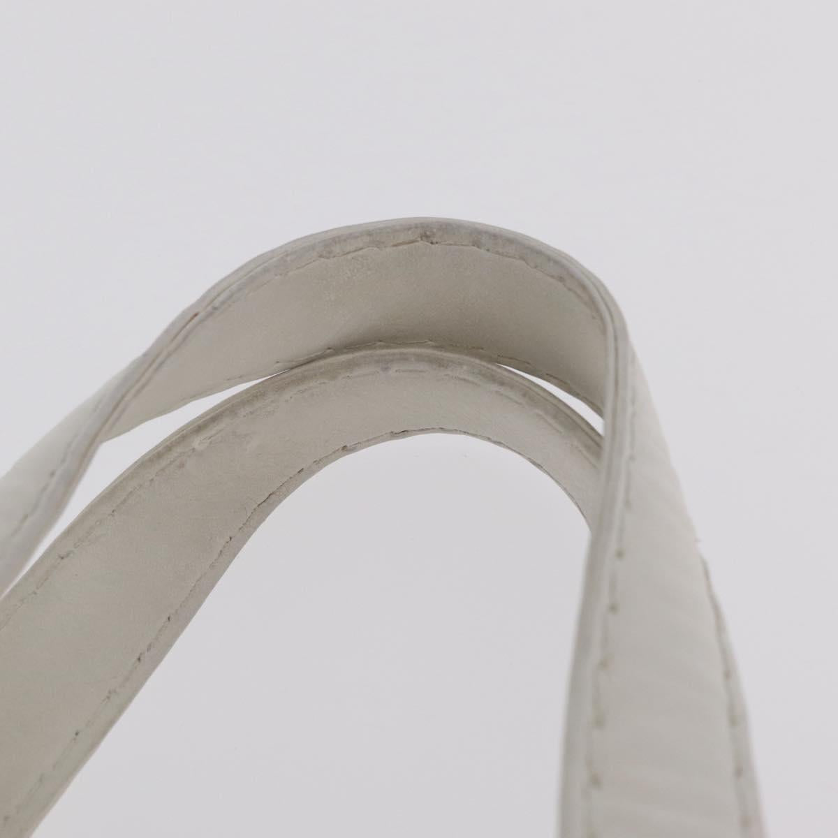 CHANEL Wild Stitch Hand Bag Leather White Gold Tone CC Auth mr2972