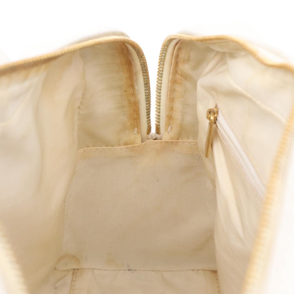 CHANEL Wild Stitch Hand Bag Leather White Gold Tone CC Auth mr2972