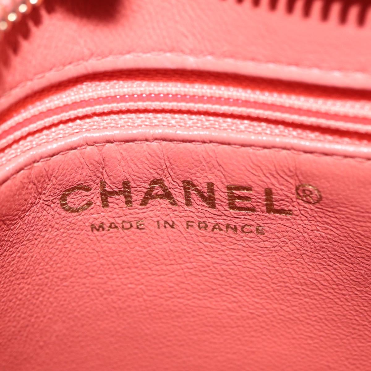 CHANEL Hand Bag Caviar Skin Orange Gold Tone CC Auth mr2973A