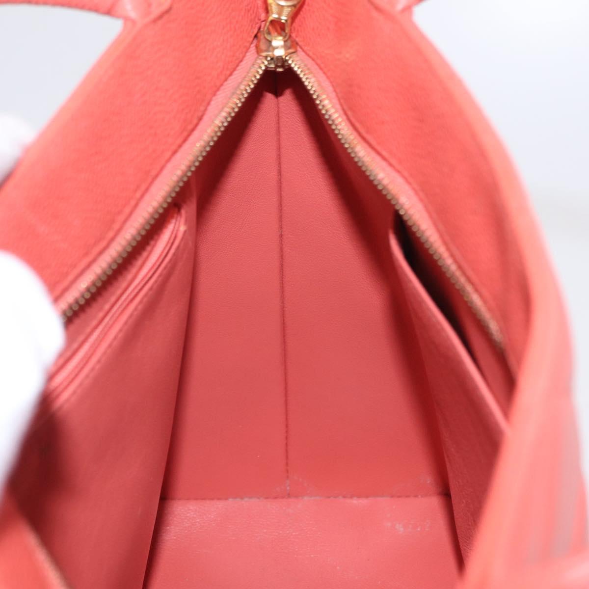 CHANEL Hand Bag Caviar Skin Orange Gold Tone CC Auth mr2973A