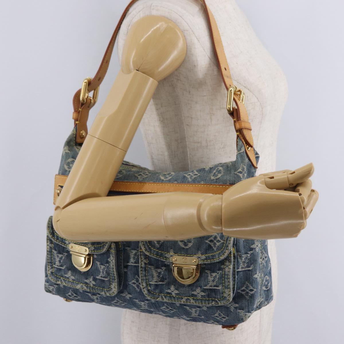 LOUIS VUITTON Monogram Denim Buggy PM Shoulder Bag Blue M95049 LV Auth mr2976V