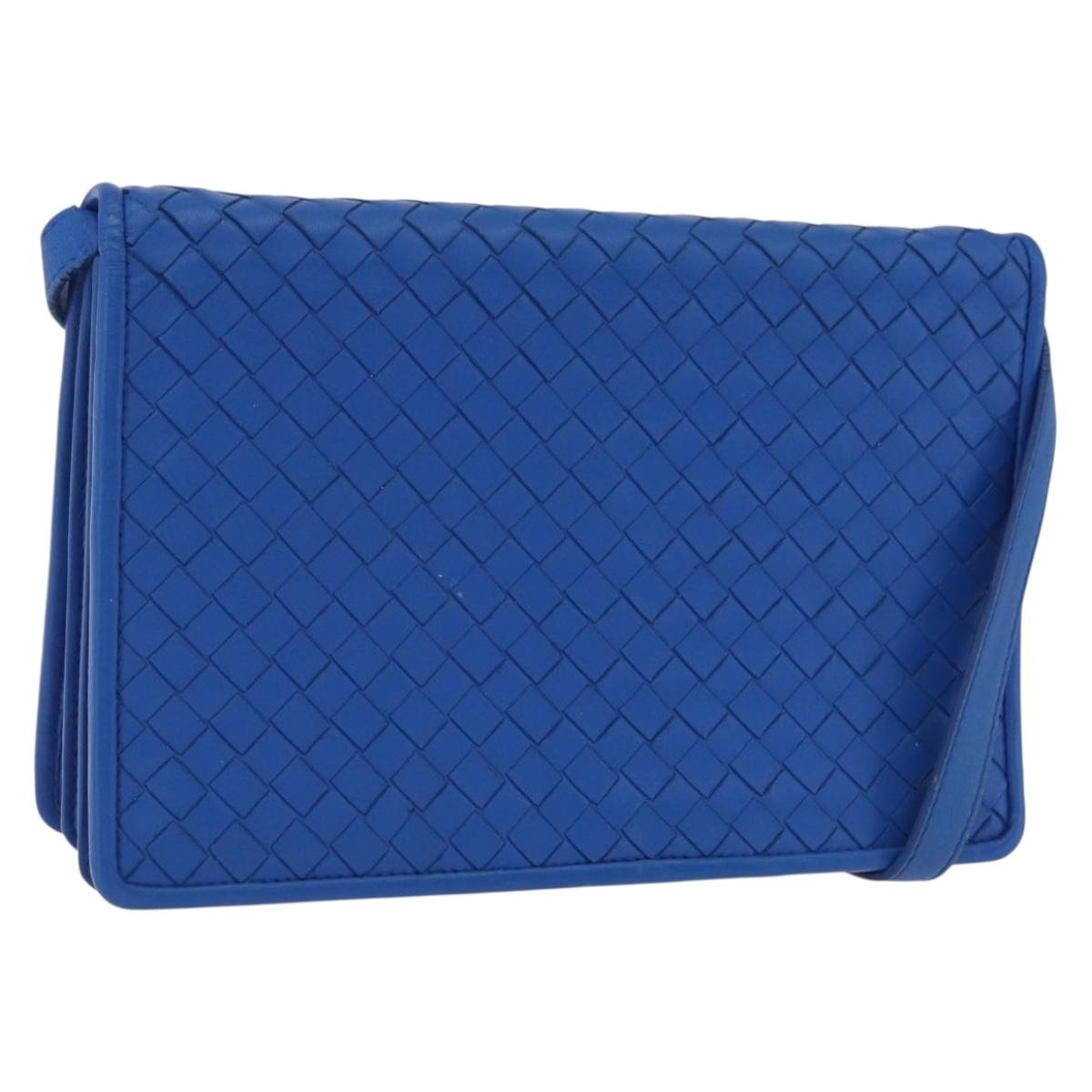 BOTTEGA VENETA INTRECCIATO Shoulder Bag Leather Blue Auth mr2978