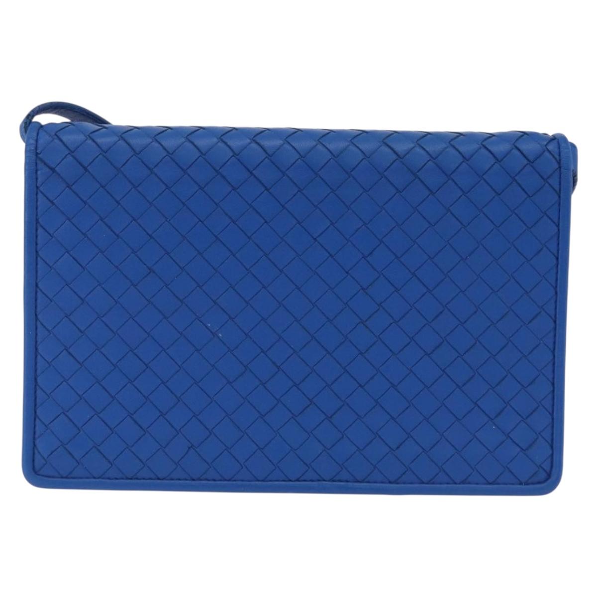 BOTTEGA VENETA INTRECCIATO Shoulder Bag Leather Blue Auth mr2978