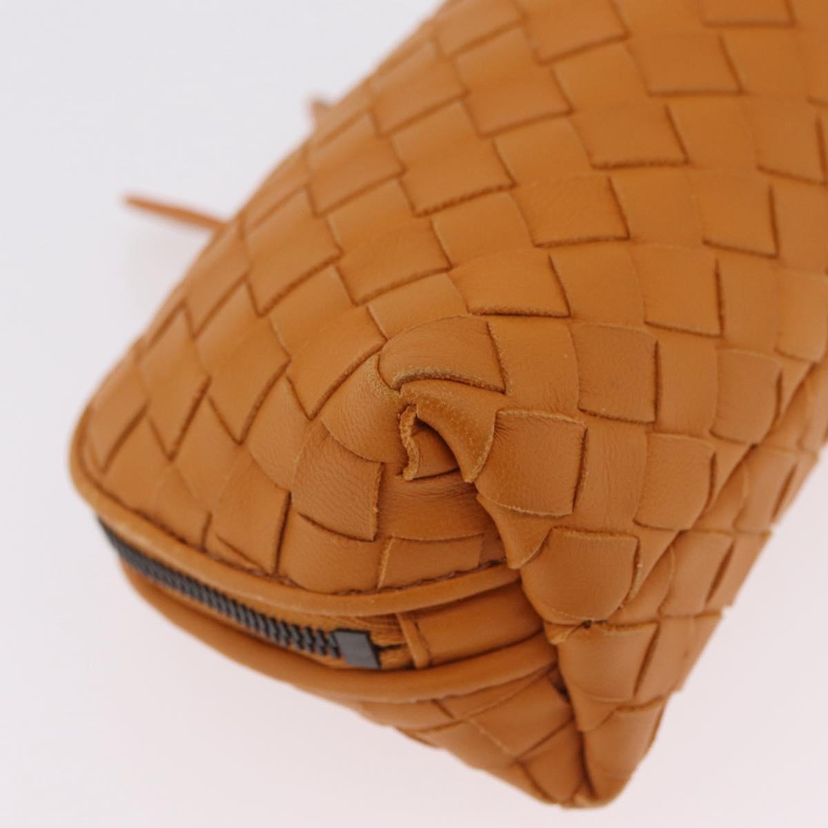 BOTTEGA VENETA INTRECCIATO Pouch Leather Orange Auth mr2980A