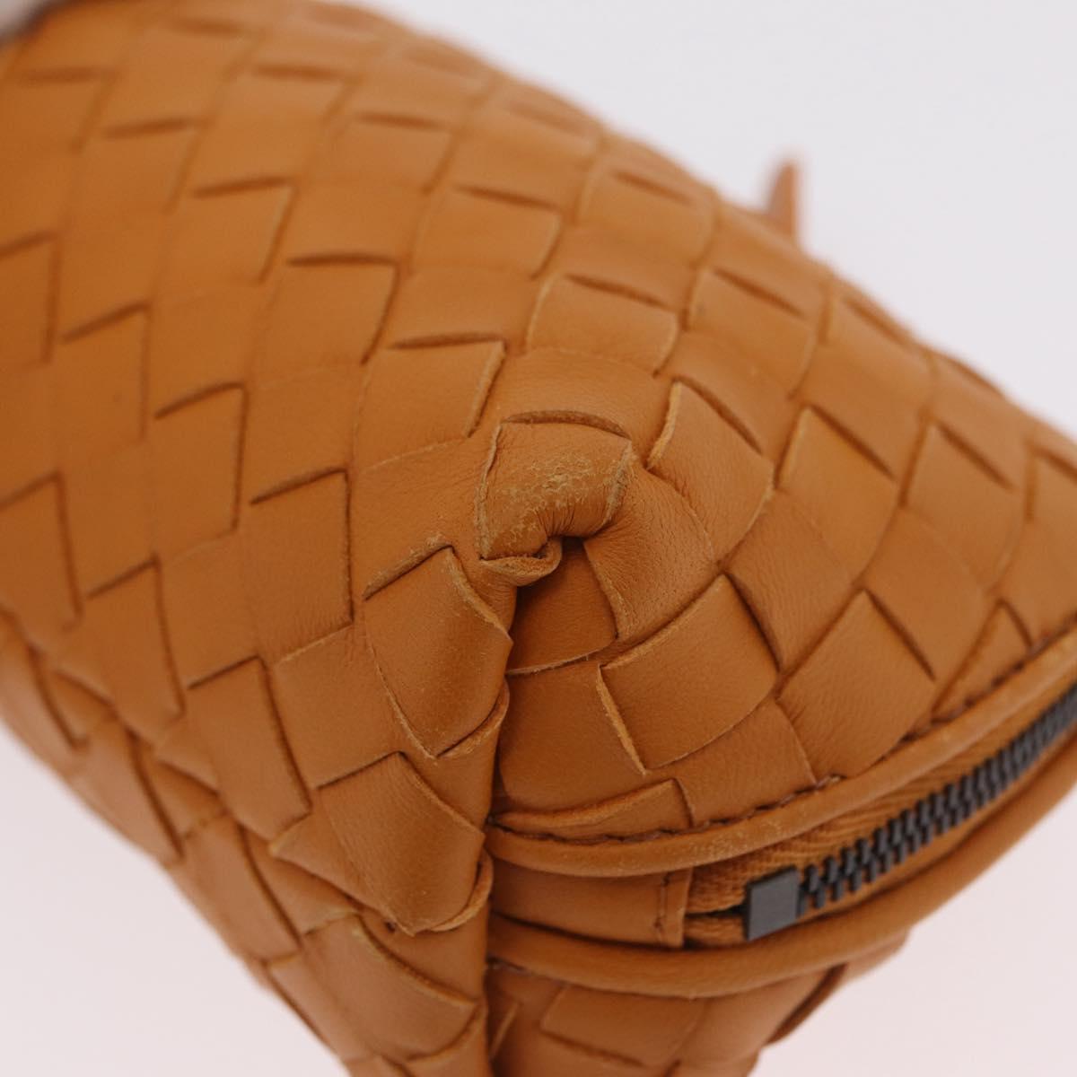 BOTTEGA VENETA INTRECCIATO Pouch Leather Orange Auth mr2980A