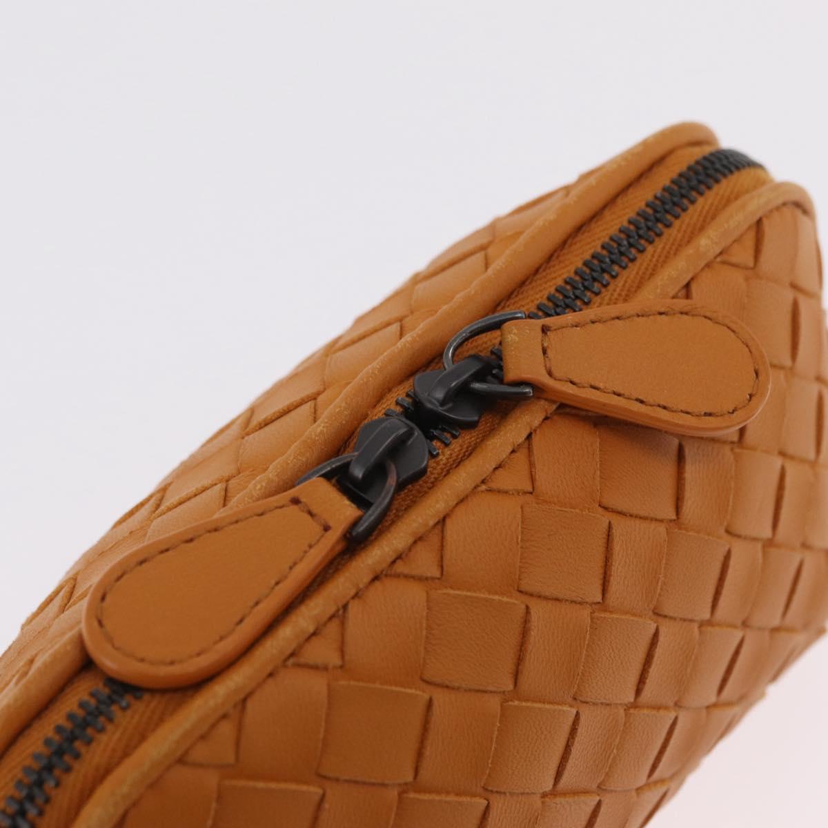 BOTTEGA VENETA INTRECCIATO Pouch Leather Orange Auth mr2980A
