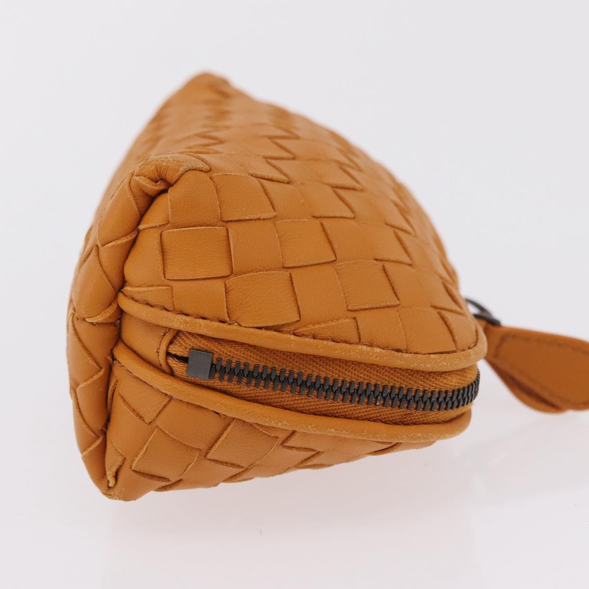 BOTTEGA VENETA INTRECCIATO Pouch Leather Orange Auth mr2980A