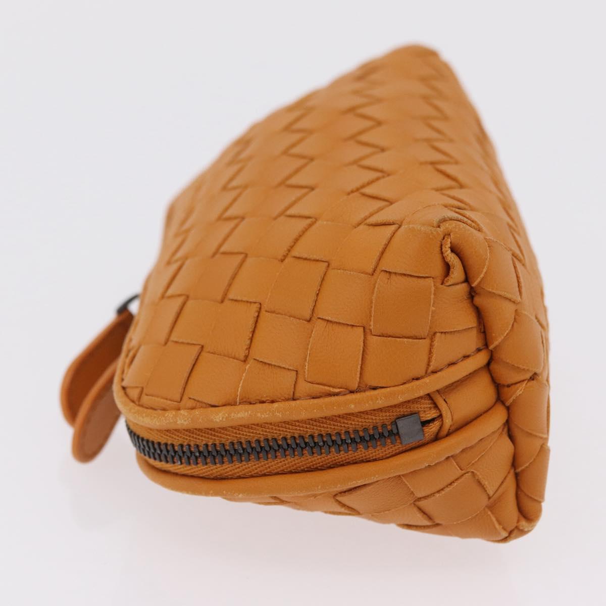 BOTTEGA VENETA INTRECCIATO Pouch Leather Orange Auth mr2980A